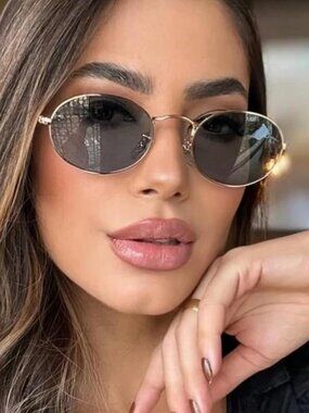Retro Metal Small Frame Oval Shape Sunglasses